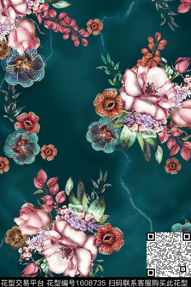 花卉中老年深底花卉数码印花华亿平台下载（图片编号: 1608735） - 瓦栏（Walan）