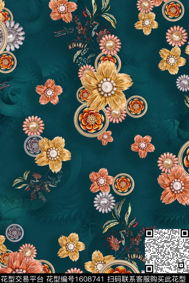 花卉中老年深底花卉数码印花华亿平台下载（图片编号: 1608741） - 瓦栏（Walan）