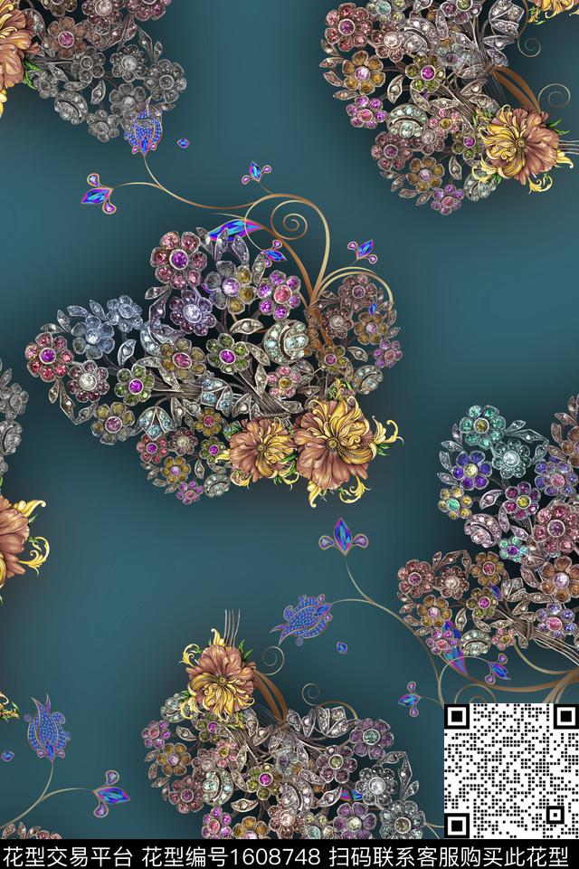 花卉中老年深底花卉数码印花华亿平台下载（图片编号: 1608748） - 瓦栏（Walan）