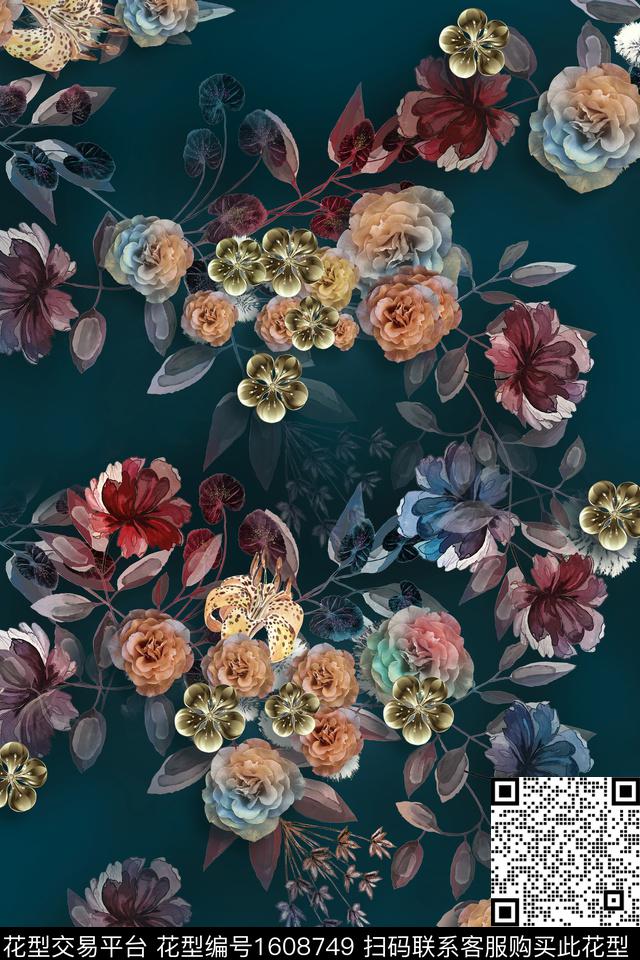 花卉中老年深底花卉数码印花华亿平台下载（图片编号: 1608749） - 瓦栏（Walan）