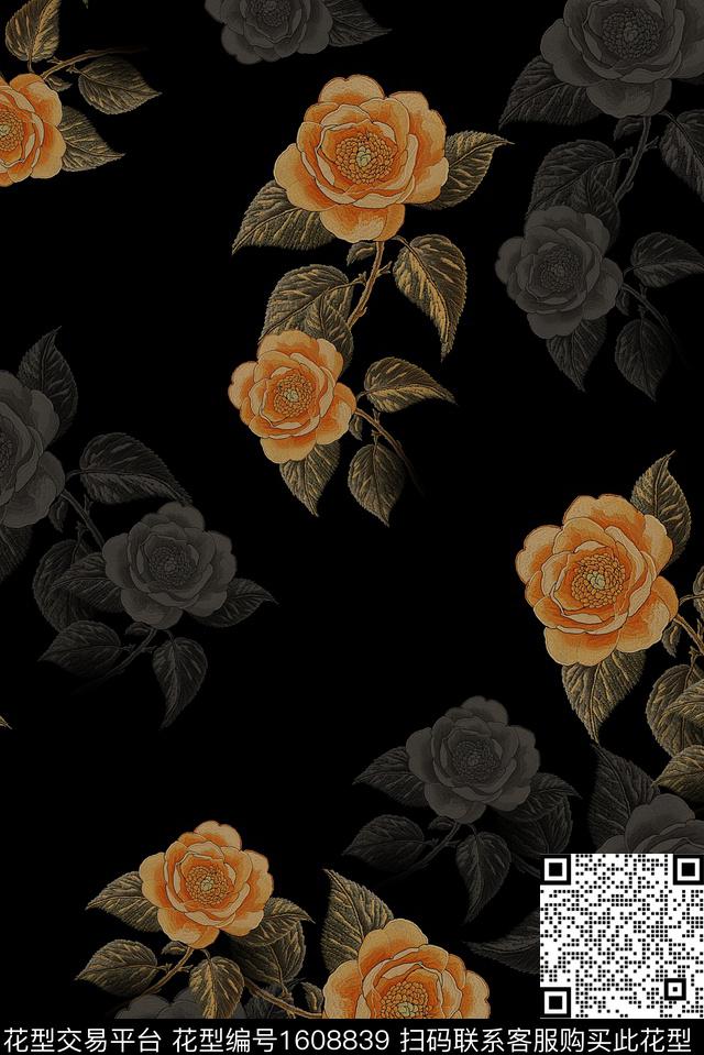 绣花华亿平台唐装花卉数码印花华亿平台下载（图片编号: 1608839） - 瓦栏（Walan）