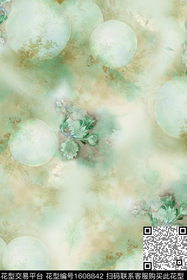 几何抽象水彩数码印花华亿平台下载（图片编号: 1608842） - 瓦栏（Walan）