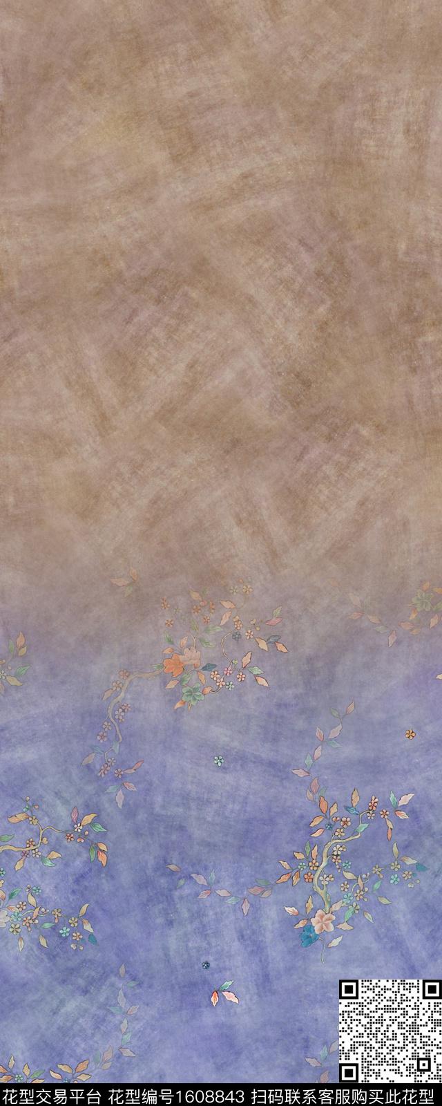 定位花卉渐变数码印花华亿平台下载（图片编号: 1608843） - 瓦栏（Walan）