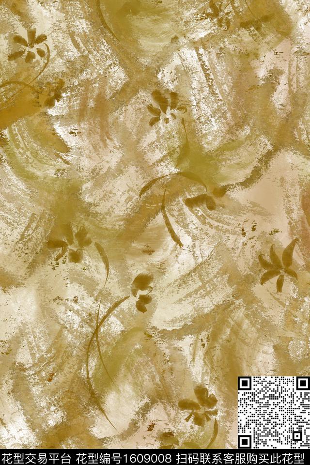 侘寂花卉笔触数码印花华亿平台下载（图片编号: 1609008） - 瓦栏（Walan）