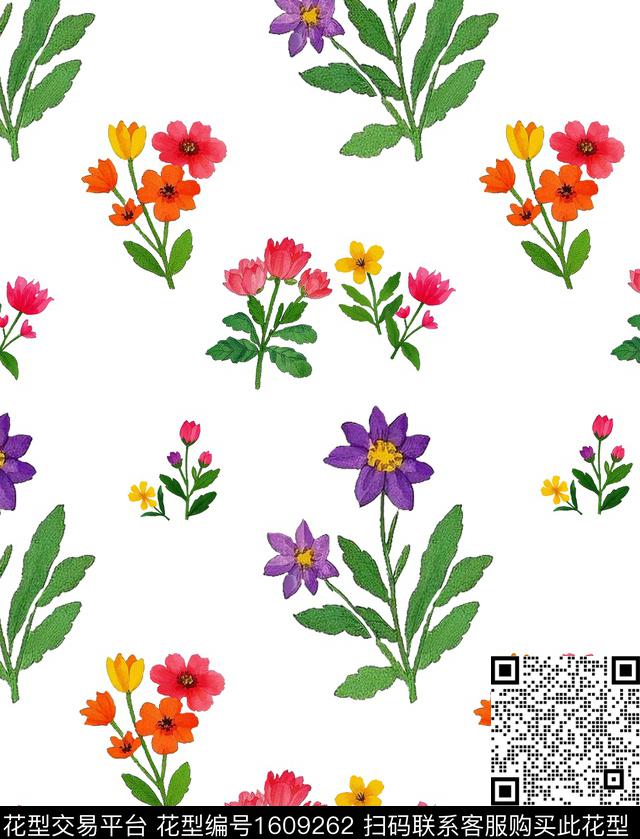 白底花清爽底花卉小碎花传统印花华亿平台下载（图片编号: 1609262） - 瓦栏（Walan）