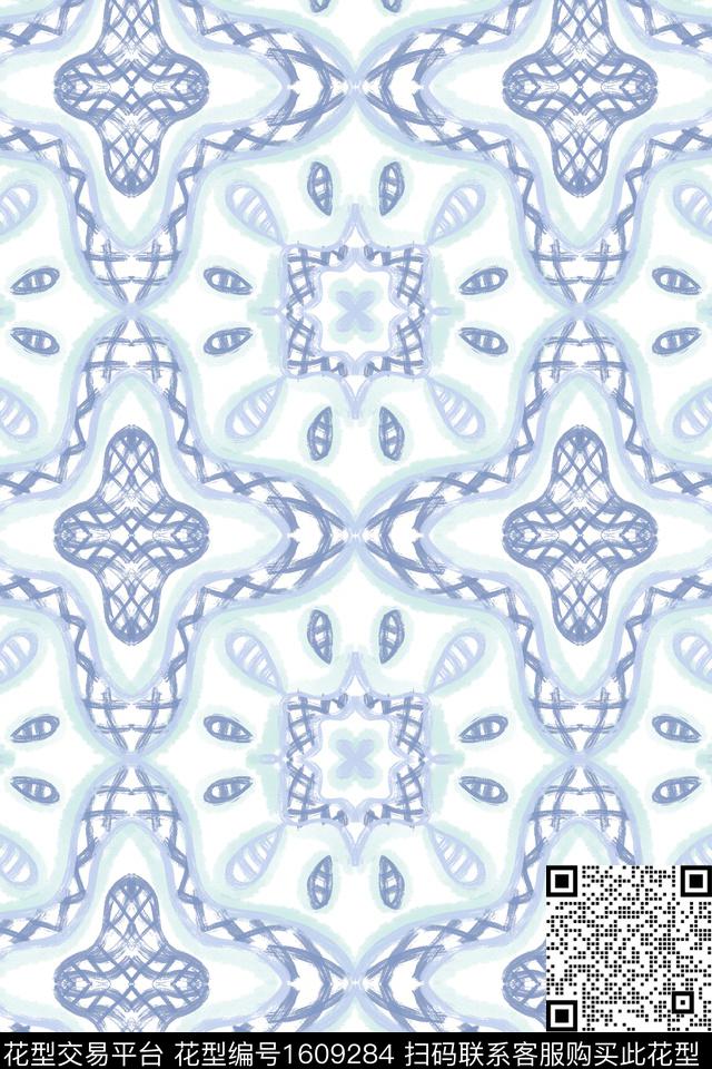 小清新民族风笔触数码印花华亿平台下载（图片编号: 1609284） - 瓦栏（Walan）