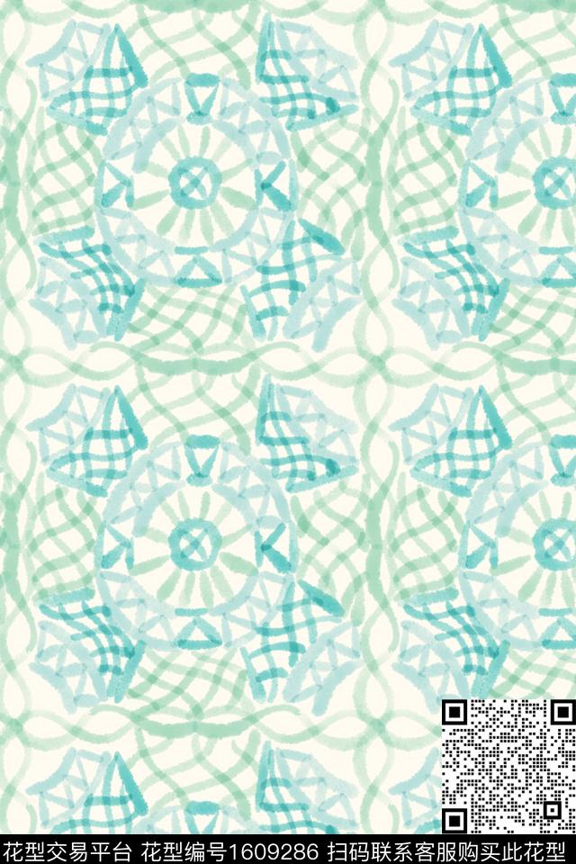 小清新简约水彩数码印花华亿平台下载（图片编号: 1609286） - 瓦栏（Walan）