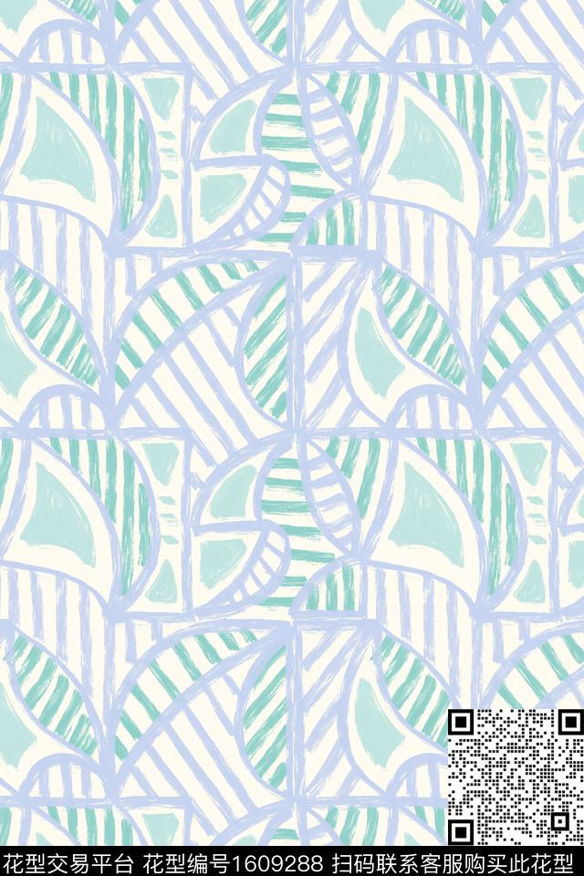 小清新笔触格子数码印花华亿平台下载（图片编号: 1609288） - 瓦栏（Walan）