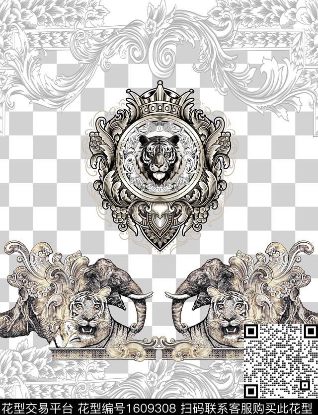 虎大象民族风数码印花华亿平台下载（图片编号: 1609308） - 瓦栏（Walan）