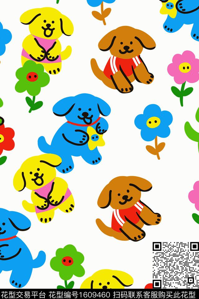 卡通动物可爱狗传统印花华亿平台下载（图片编号: 1609460） - 瓦栏（Walan）