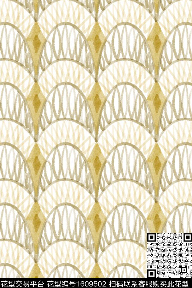 民族风水彩几何数码印花华亿平台下载（图片编号: 1609502） - 瓦栏（Walan）