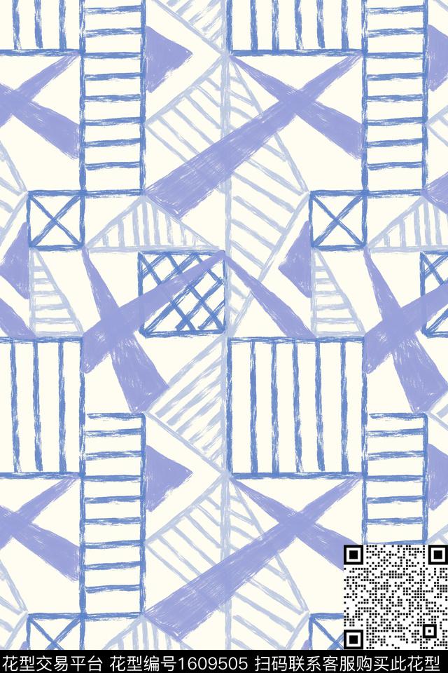 小清新水彩笔触数码印花华亿平台下载（图片编号: 1609505） - 瓦栏（Walan）