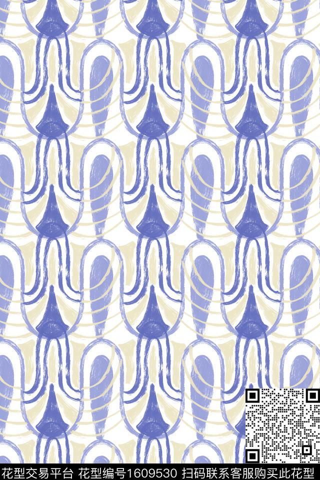 民族风笔触几何数码印花华亿平台下载（图片编号: 1609530） - 瓦栏（Walan）