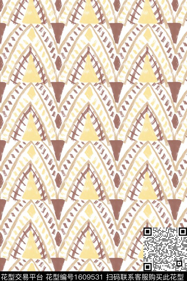 民族风笔触几何数码印花华亿平台下载（图片编号: 1609531） - 瓦栏（Walan）