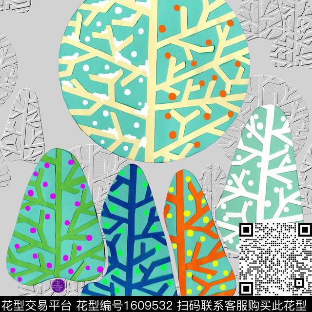 雪花树影浮雕感数码印花华亿平台下载（图片编号: 1609532） - 瓦栏（Walan）