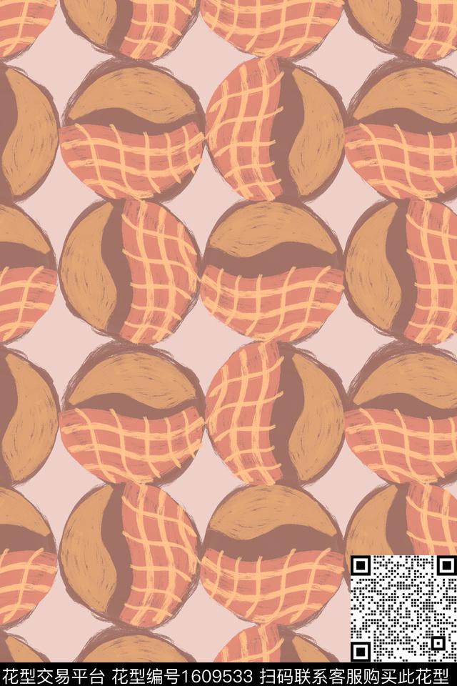 笔触几何复古数码印花华亿平台下载（图片编号: 1609533） - 瓦栏（Walan）