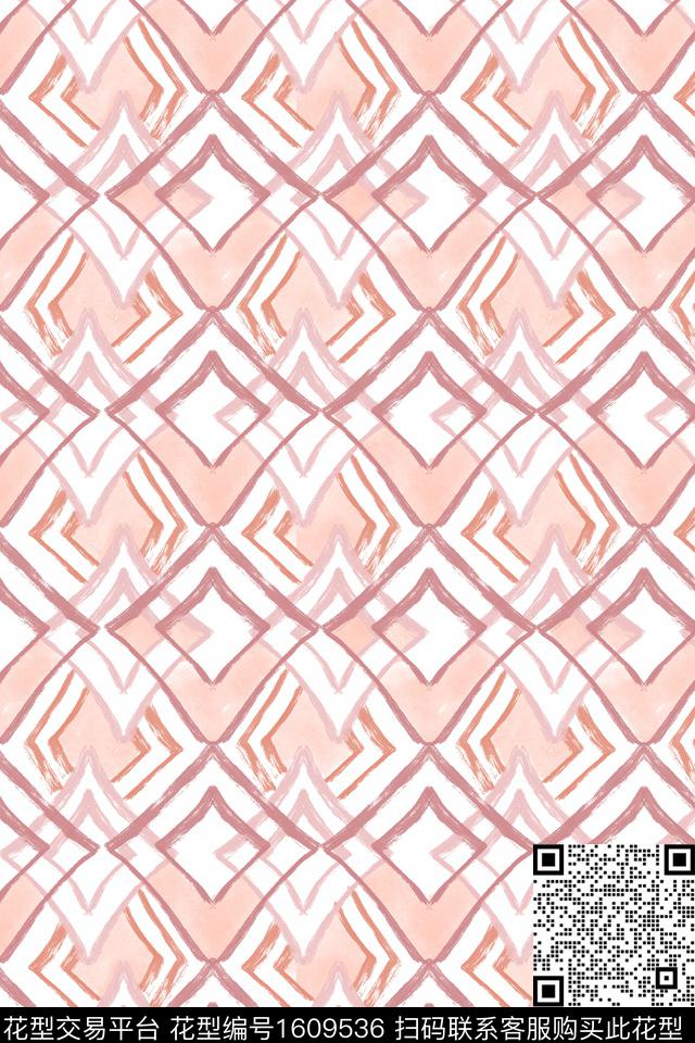 小清新民族风笔触数码印花华亿平台下载（图片编号: 1609536） - 瓦栏（Walan）