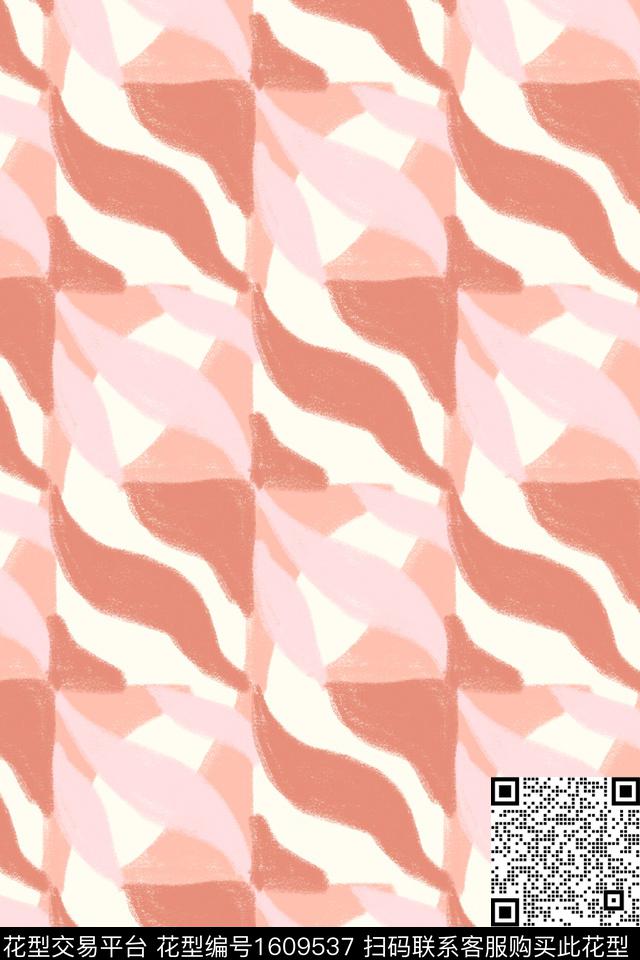 小清新笔触格子数码印花华亿平台下载（图片编号: 1609537） - 瓦栏（Walan）