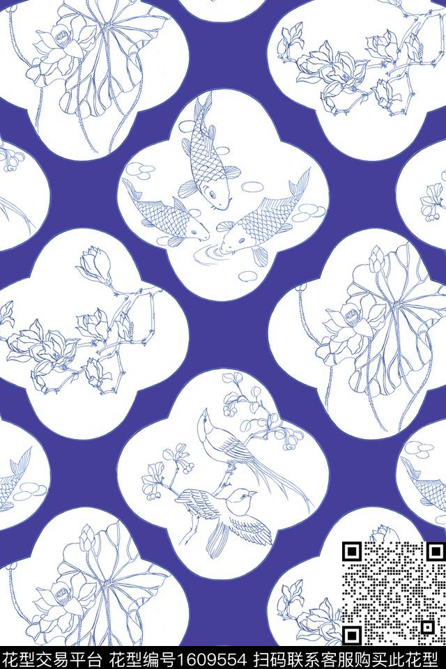 花卉花鸟荷花数码印花华亿平台下载（图片编号: 1609554） - 瓦栏（Walan）