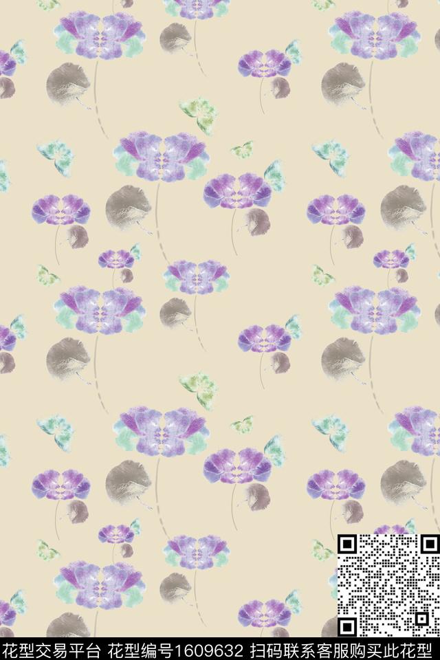 清爽底花卉花卉水彩花卉数码印花华亿平台下载（图片编号: 1609632） - 瓦栏（Walan）