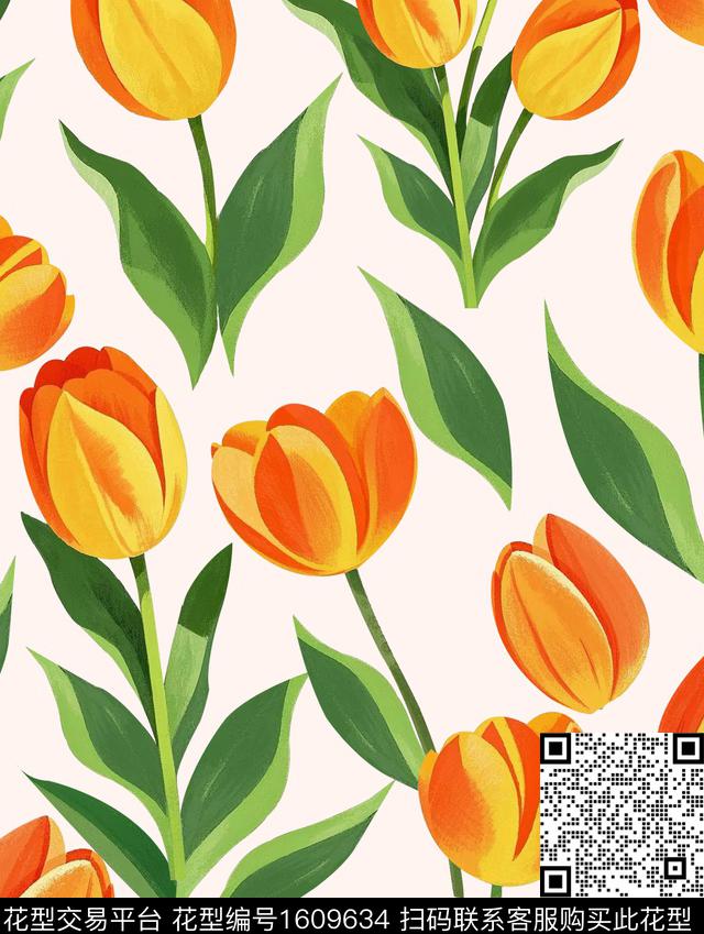 花卉清爽底花卉连衣裙数码印花华亿平台下载（图片编号: 1609634） - 瓦栏（Walan）