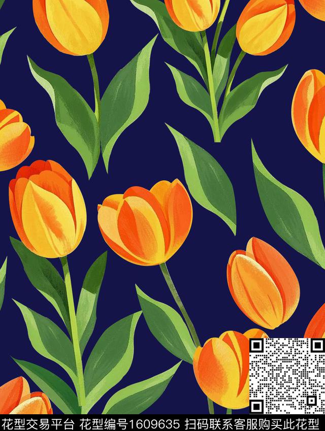 雪纺手绘大花小碎花传统印花华亿平台下载（图片编号: 1609635） - 瓦栏（Walan）