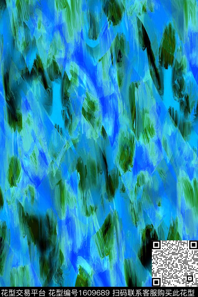 笔触抽象数码印花华亿平台下载（图片编号: 1609689） - 瓦栏（Walan）