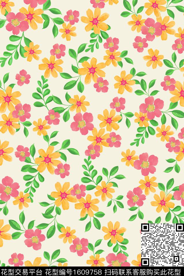 花卉春夏华亿平台小碎花数码印花华亿平台下载（图片编号: 1609758） - 瓦栏（Walan）