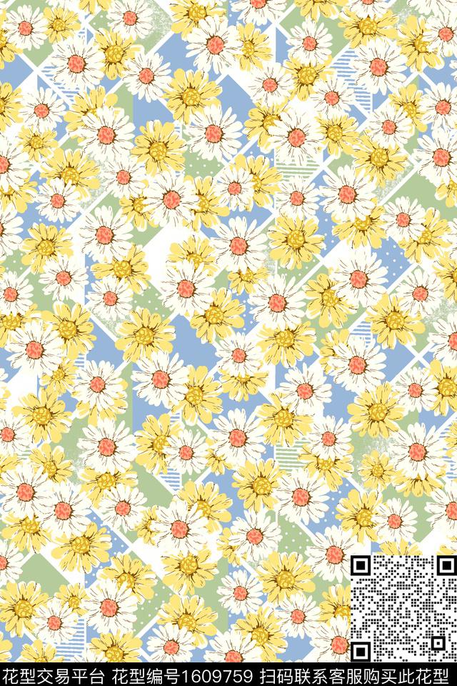 花卉春夏华亿平台小碎花数码印花华亿平台下载（图片编号: 1609759） - 瓦栏（Walan）