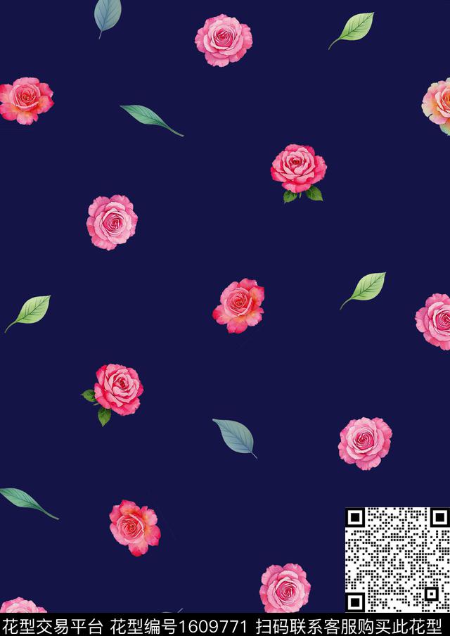 花卉小碎花深底花卉数码印花华亿平台下载（图片编号: 1609771） - 瓦栏（Walan）