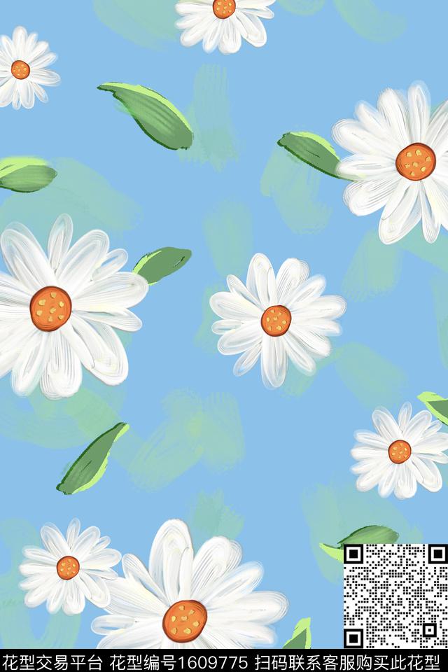 花卉笔触油画华亿平台数码印花华亿平台下载（图片编号: 1609775） - 瓦栏（Walan）