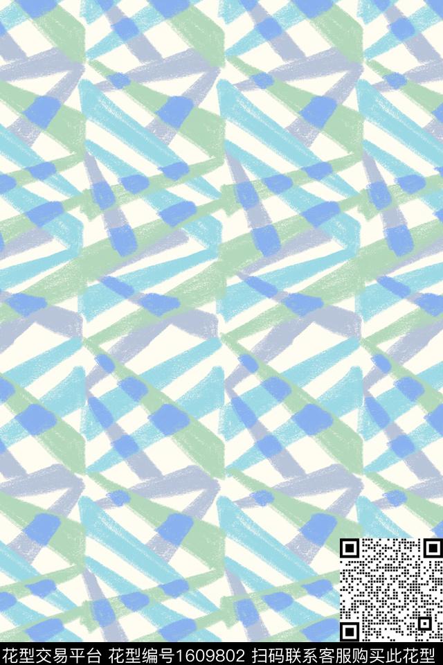 小清新水彩笔触数码印花华亿平台下载（图片编号: 1609802） - 瓦栏（Walan）