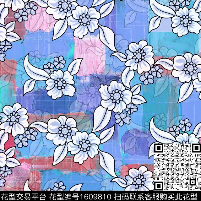 晕染肌理休闲抽象数码印花华亿平台下载（图片编号: 1609810） - 瓦栏（Walan）