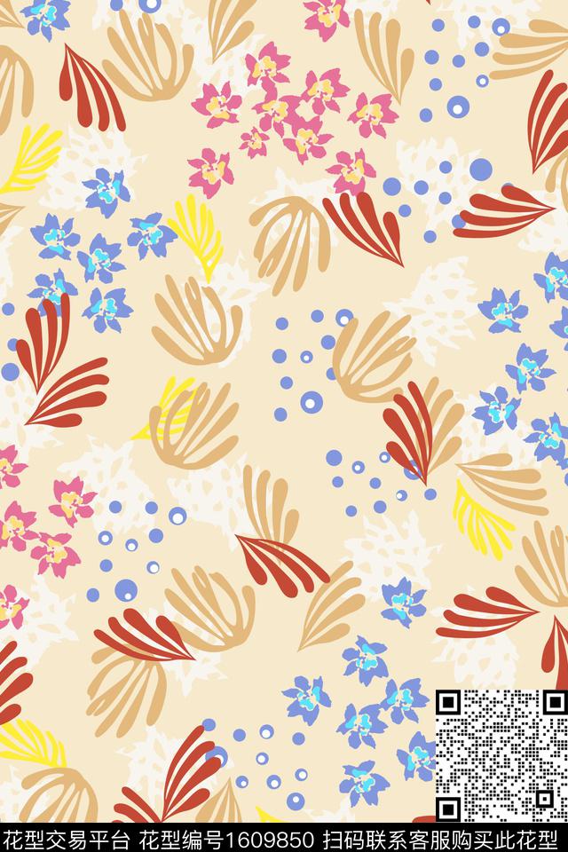 花卉春夏华亿平台小碎花数码印花华亿平台下载（图片编号: 1609850） - 瓦栏（Walan）