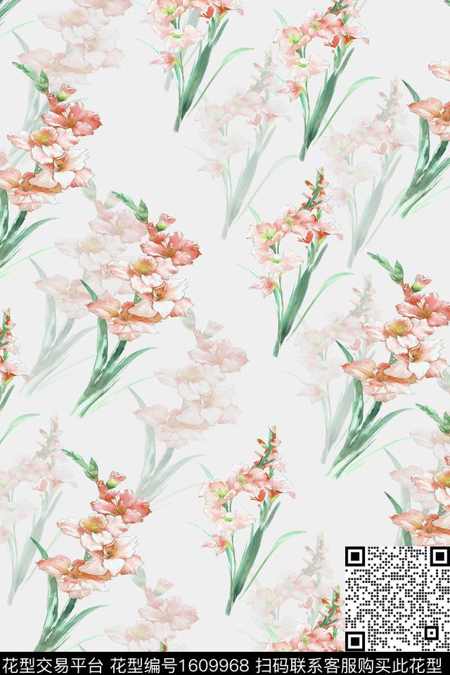 花卉春夏华亿平台水彩花卉数码印花华亿平台下载（图片编号: 1609968） - 瓦栏（Walan）