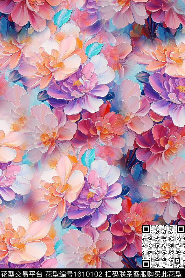 油画华亿平台花卉数码印花华亿平台下载（图片编号: 1610102） - 瓦栏（Walan）