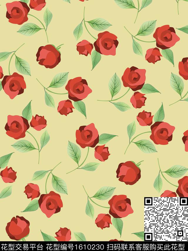 花卉小碎花清爽底花卉数码印花华亿平台下载（图片编号: 1610230） - 瓦栏（Walan）