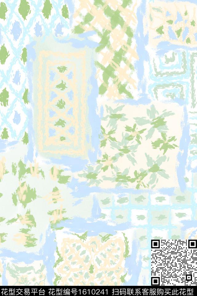 小清新民族风混合拼接数码印花华亿平台下载（图片编号: 1610241） - 瓦栏（Walan）