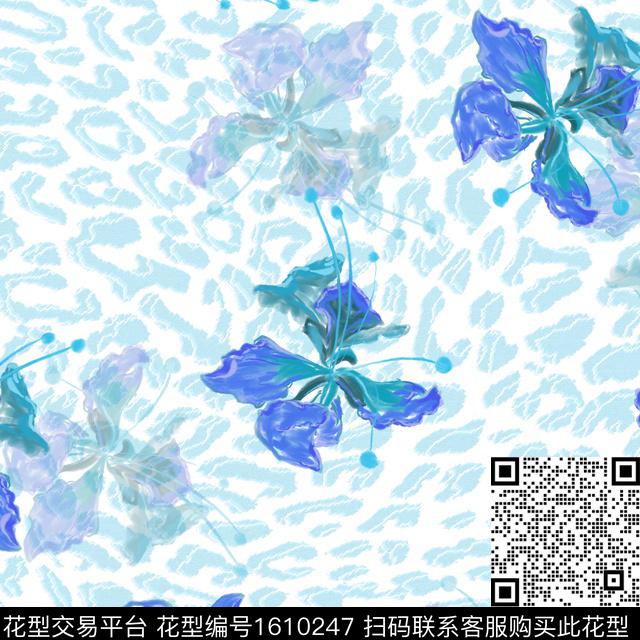 抽象花卉休闲斑纹数码印花华亿平台下载（图片编号: 1610247） - 瓦栏（Walan）