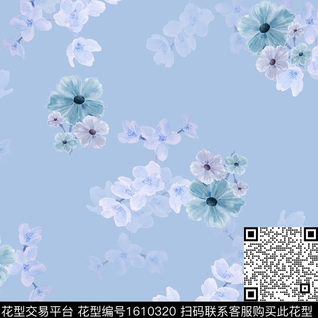 小清新小碎花玉兰花数码印花华亿平台下载（图片编号: 1610320） - 瓦栏（Walan）