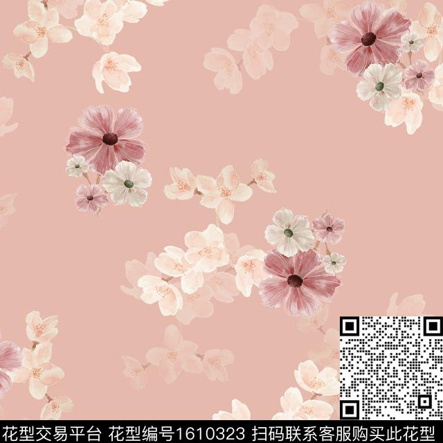 花卉水彩花卉影花数码印花华亿平台下载（图片编号: 1610323） - 瓦栏（Walan）