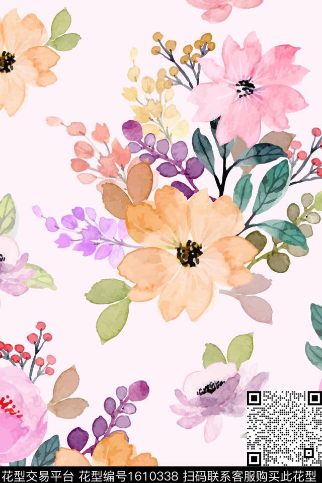 大花花卉春夏华亿平台数码印花华亿平台下载（图片编号: 1610338） - 瓦栏（Walan）