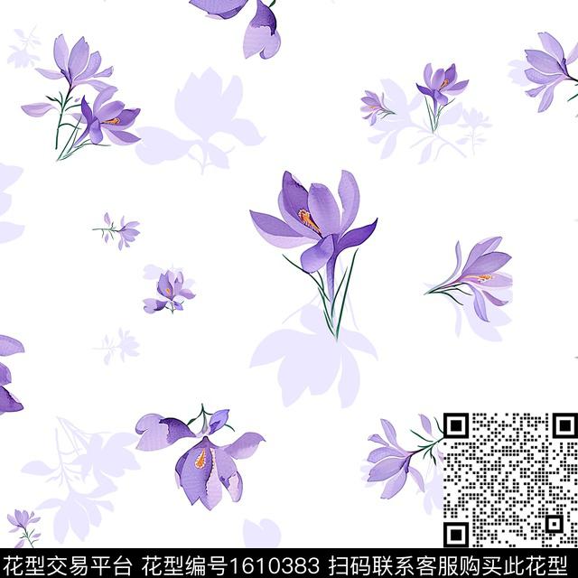 剪影花卉小碎花数码印花华亿平台下载（图片编号: 1610383） - 瓦栏（Walan）