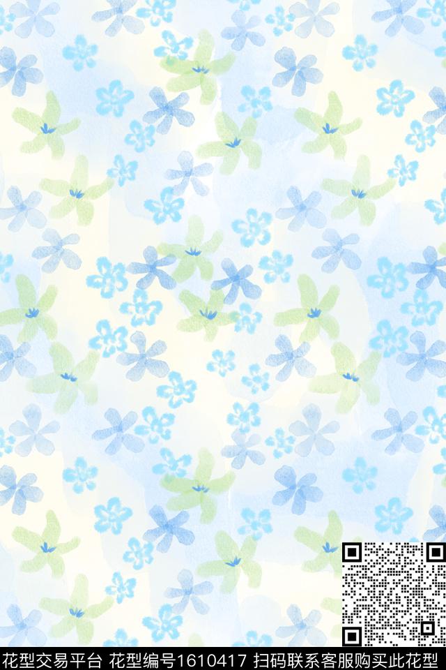 小清新清爽底花卉花卉数码印花华亿平台下载（图片编号: 1610417） - 瓦栏（Walan）