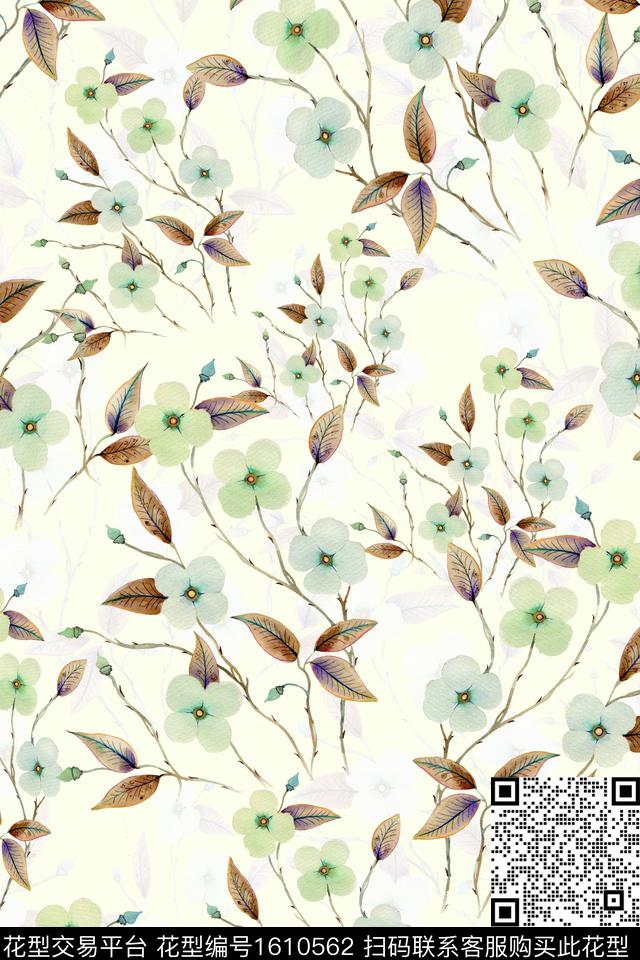 水彩花卉影花花卉数码印花华亿平台下载（图片编号: 1610562） - 瓦栏（Walan）