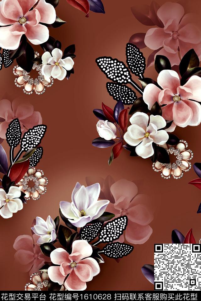 大花花卉中老年数码印花华亿平台下载（图片编号: 1610628） - 瓦栏（Walan）