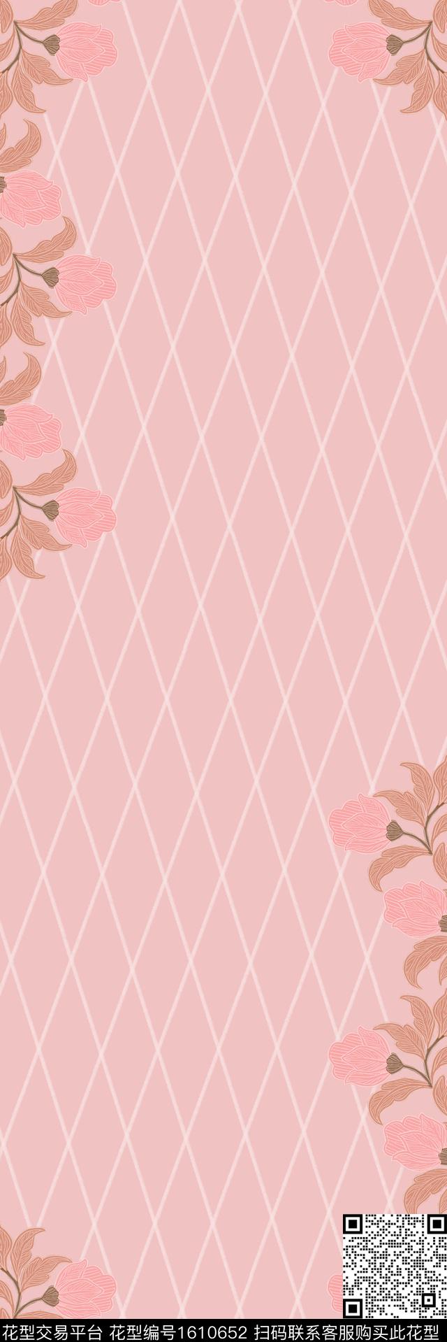 丝巾花卉格子传统印花华亿平台下载（图片编号: 1610652） - 瓦栏（Walan）