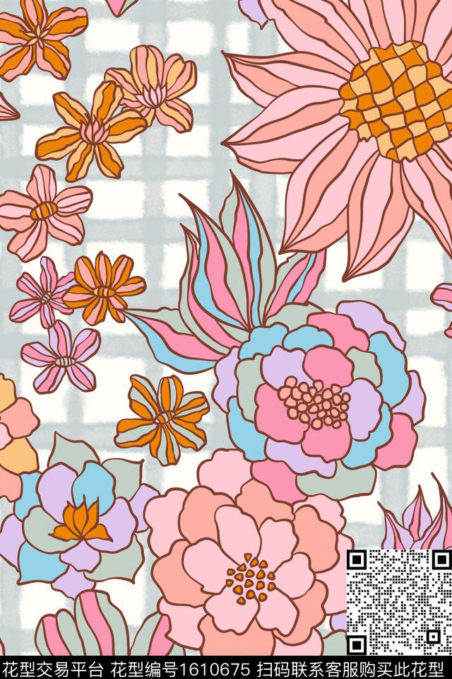 大花平面花卉花卉数码印花华亿平台下载（图片编号: 1610675） - 瓦栏（Walan）