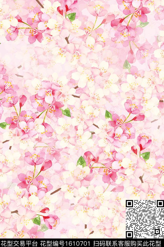 水彩花卉春夏华亿平台花卉数码印花华亿平台下载（图片编号: 1610701） - 瓦栏（Walan）