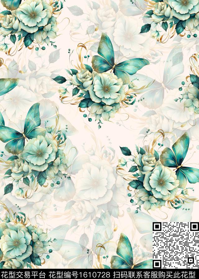 小碎花连衣裙富贵花传统印花华亿平台下载（图片编号: 1610728） - 瓦栏（Walan）